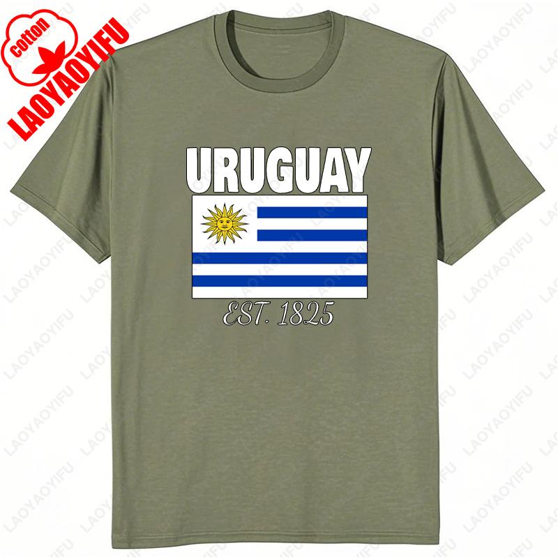 Uruguay EST 1825 Independence Pride Uruguayan Flag Graphic T Shirts Summer Woman Man High Quality Cotton Tshirt Shortsleev