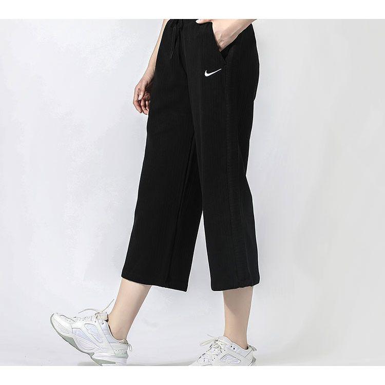 Nike Wide-Leg Cropped Casual Pants Women Bottoms Black CJ2666-010