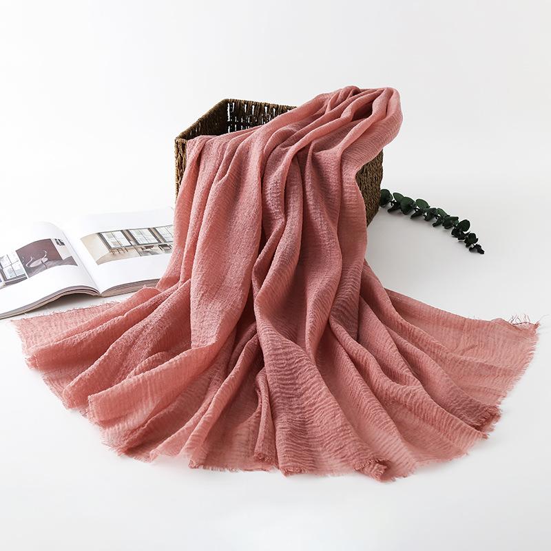 Women Cotton Linen Scarf Autumn Lady Solid Color Long Scarves Soft Thin Plain Shawl Foulard Viscose Wrap Shawls New Summer