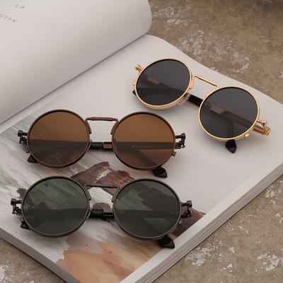 Vintage Punk Style Sunglasses Men Retro Round Metal Frame  Women Sun Glasses Fashion Eyewear  Mujer UV400