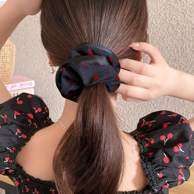 Black Large Intestine Hair Band Women's Hair Rope Bow Headband Temperament Tied Hair Rubber Band Headdress