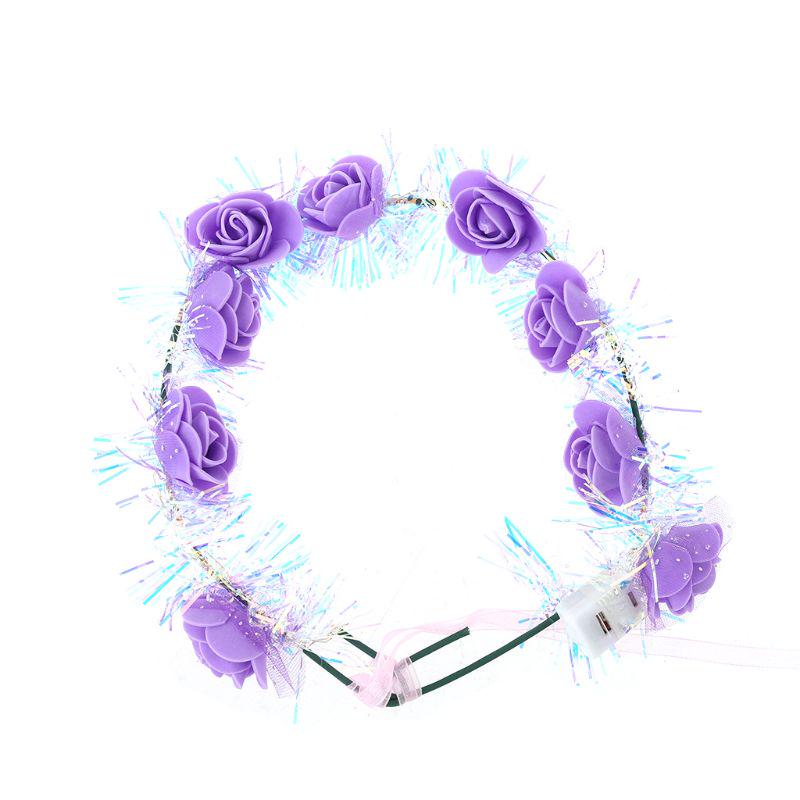 

Дитячий світлодіод запалити квіткову корону Блиск світловідбиваюча мішура вінок Пов язка на голову, що світиться головний убір