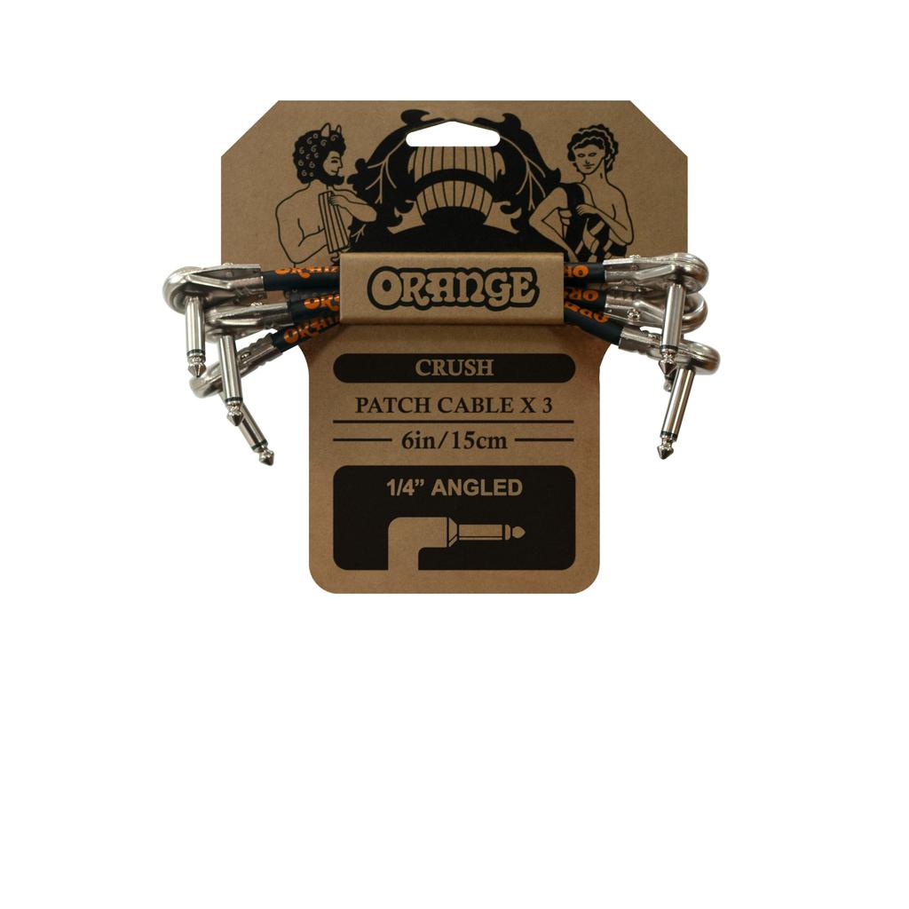 Orange CRUSH Patch Cable X 3, 6in15cm, 14" Angled CA038 Guitar Patch Cable