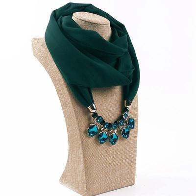 LARRIVED Schmuck Anhänger Halsketten Schal Solide Chiffon Hijab Perlen Schmuck Kreisförmiger Anhänger Schal Frauen Dekoratives Halstuch