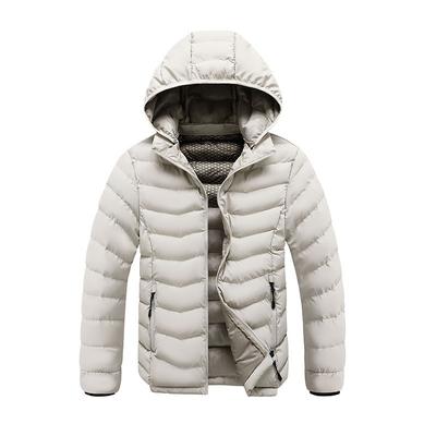 Light Comfortable and Versatile Jacket Cotton Clothing Men's Models Winter Solid-colour Slim Removable Cap Thickened Hooded Jacket Men