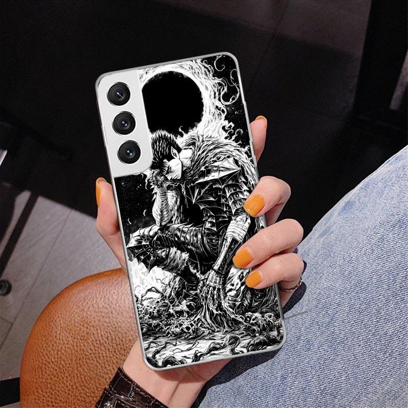 Schwarz Weiß G-Guts B-Berserks Phnoe Hülle für Samsung Galaxy S26 S25 Edge S23 S24 Ultra S22 Plus S21 S20 FE Einzigartige Hülle Weiches Coq