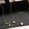 Neues Pfirsichherz Halsketten-Set Schmuckset kreatives Liebes-Halsketten-Set Halskette Ohrringe Armband Dreiteiliges Set