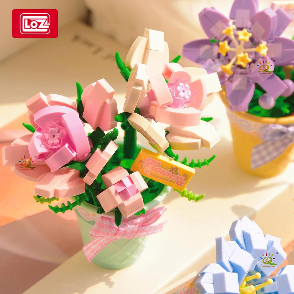 Non-Toxic Loz 3D Bouquet Succulent Plant Cactus Building Block Flower Toy Home Decoration Plant Bricks Rose Assembly Brick Toys Children