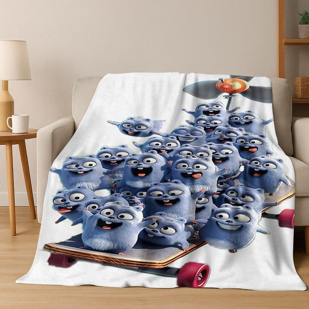 

Funny Grizzy and The Lemmings Cartoon Flannel Blanket Soft Warm Throw Blanket for Bed Bedroom Room Living Room Travel Picnic Kid 75x90cm