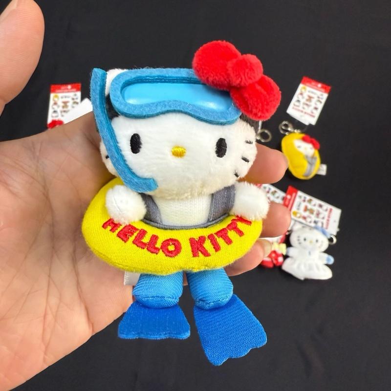 Plush Keychain outdoor diving swimring series Cartoon Hello Kitty Plushies Toys Pendant Cute kuromi Doll Holiday gift