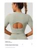 Seamless European-American Yoga Set: Women's Short Sleeve Top & High Waist Hip-Lifting Long Pants