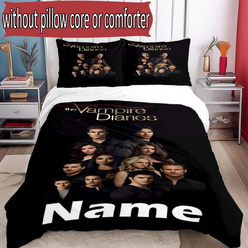 Set copripiumino 3 pezzi (1*Copripiumino + 2*Federe, Senza Nucleo), Set Biancheria da Letto Personalizzato con Nome e Motivo The Vampire Diaries, Regalo Decorazione Camera da Letto