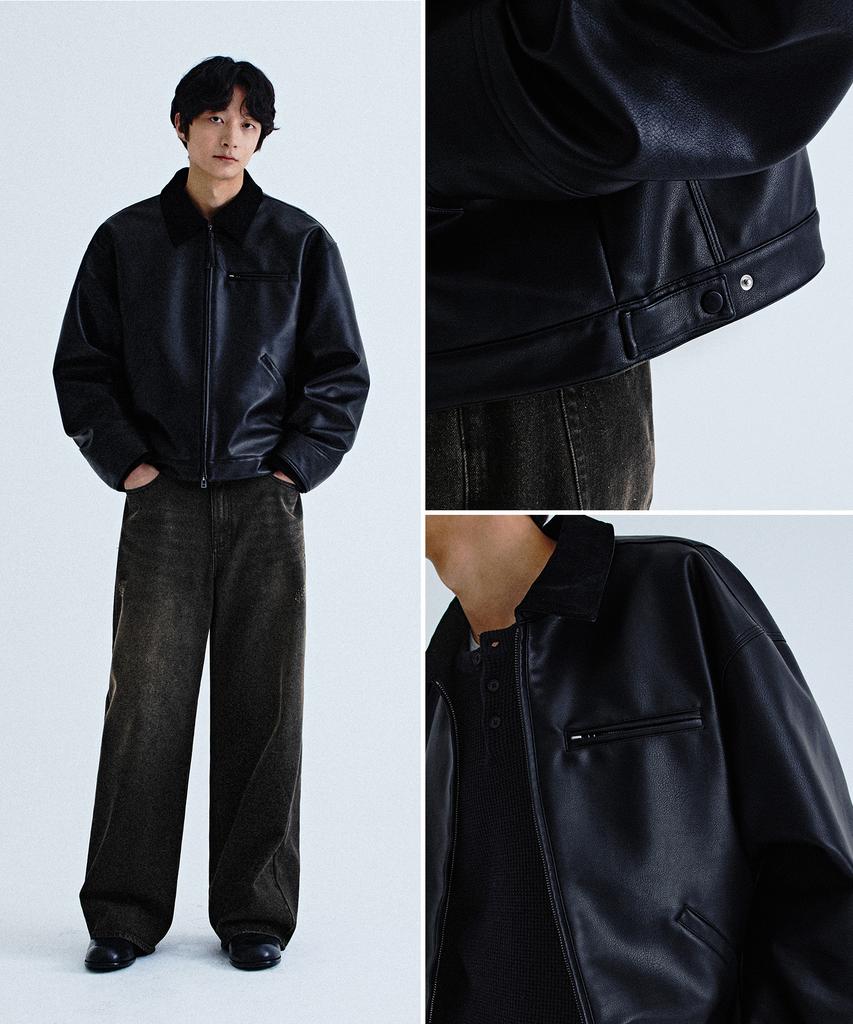 Kiimuir Vegan Leather Work Jacket_Black