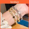 Womens Flower Pendant Bracelet With Zircon Stone In Gold Finish For Elegant Office Wear