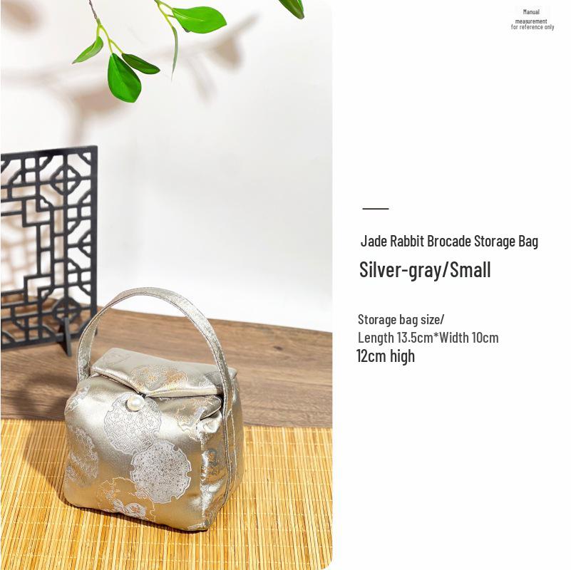 

New Chinese Style Tea Set Storage Brocade Bag - Thickened Quilted Portable Travel Handbag for Tea Ware