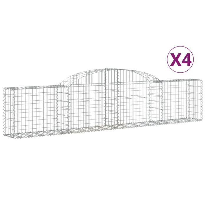 VidaXL Curved Gabion Baskets 4 Pcs 300x30x60/80 Cm Galvanized Iron, Gabion, Gabion Cage, Gabion Wall Basket, Wall of 3146487