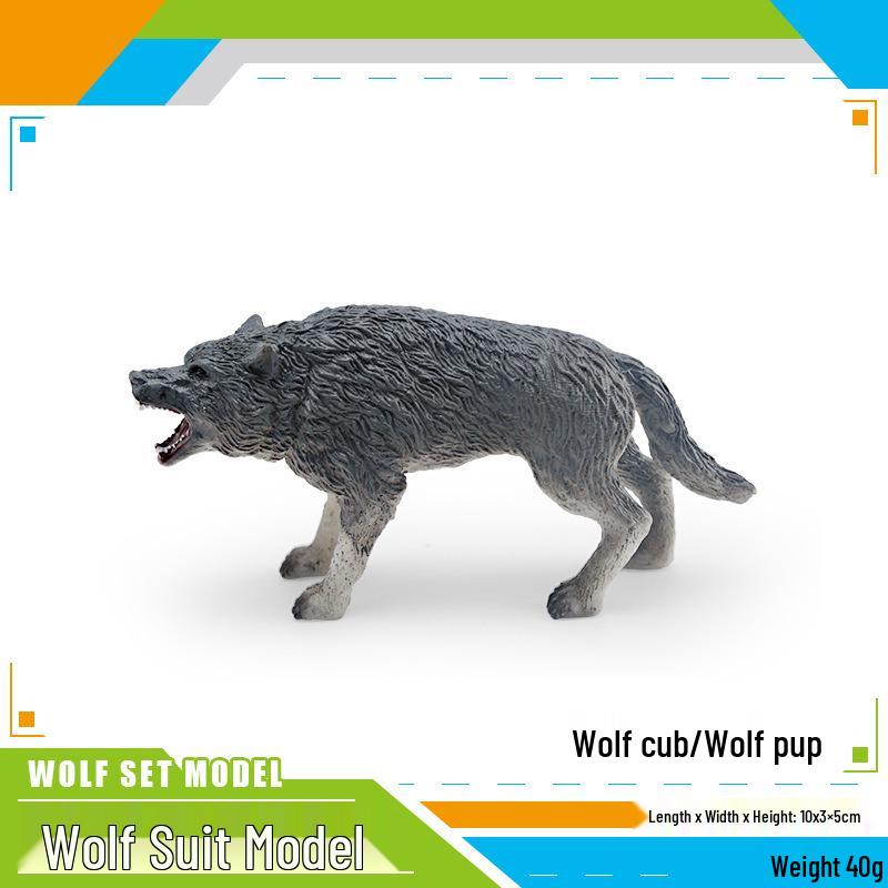 Wild Animal Wolf Family Model - Children's Educational Toy Set with Male, Female, and Cub Wolves