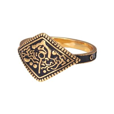 Hra Dark Souls Series Ring of Favor Skutečné stříbro 925 s retro pozlaceným zlatem pro muže, ženy, fanoušky Cosplay šperky