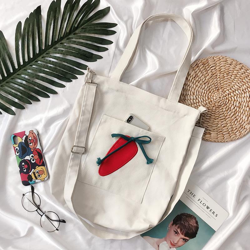 Canvas Bag Women'S Versatile Shoulder Messenger Bag Large Capacity Literary Simple Fashion Commuter Bag