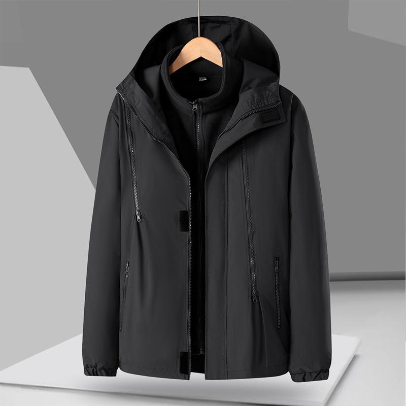 Three-in-one Outdoor Hooded Jacket Jacket for Men In Autumn and Winter, Two-piece Windproof and Warm Men's Clothing
