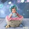 Newborn Photography Props Handmade Colorful Flower Bonnet Studio Shooting Posing Accessories Soft Photo Hat For Infant Baby Use