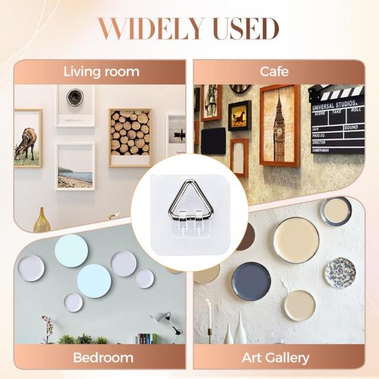 10/20/30Pcs Invisible Adhesive Plate Hangers Strong Load-bearing Easy to Install Wall Plate Hangers Picture Hanging Vertical Hooks