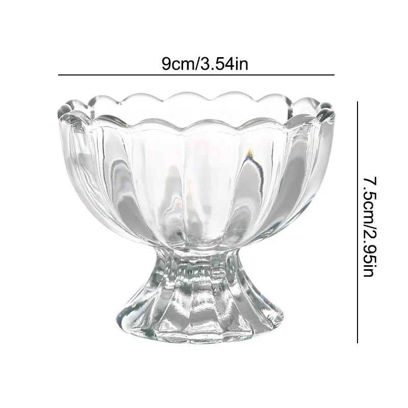 Petal Shape Ice Cream Yogurt Glass Cup Summer Pudding Dessert Cups Snack Nut Fruit Salad Bowl Wine Glass for Home Dessert Shop