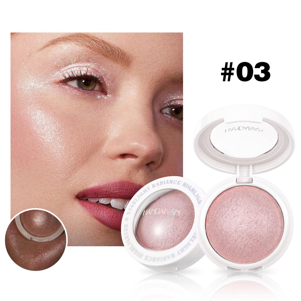 Langanhaltender Wasserfester Feiner Schimmer Highlighter, Natürlicher Glänzender Effekt, Kontur Aufhellen und Gesicht Modifizieren, Perlenschimmer Glattes Gebackenes Puder