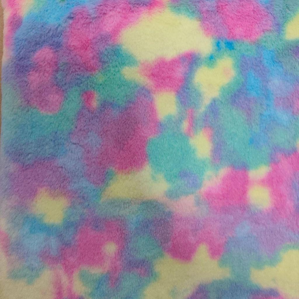 Colorful Tie-Dye Rabbit Fur Print Plush Fabric, 10mm - Ideal for Toy and Clothing Design