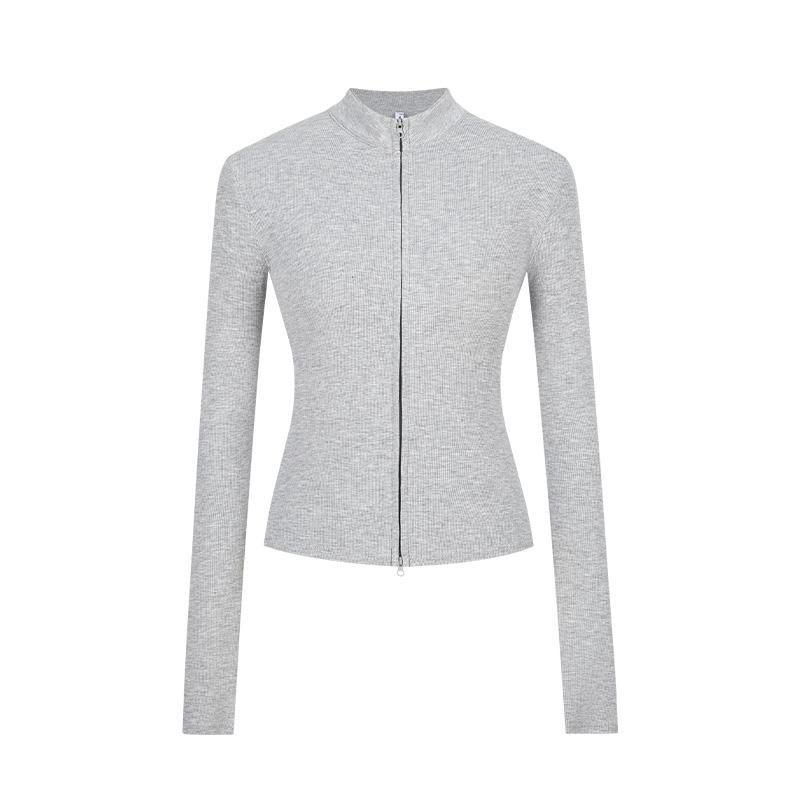 Dames Herfst- en Wintermode Temperament Amerikaanse Hottie Dubbele Rits Jas Opstaande Kraag Slanke Taille Vest Top