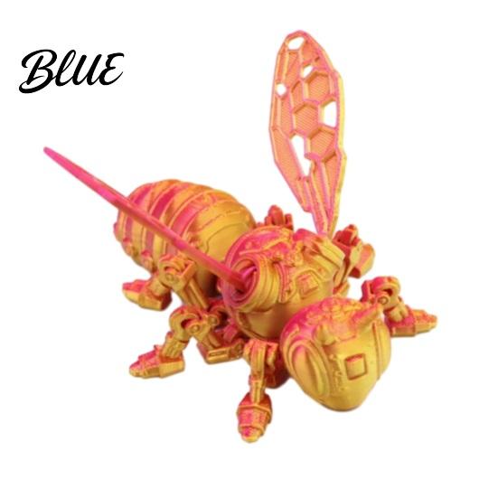 Flexible Bee Figure 3D Printed Cyberpunk Figurine Movable Joints Mechanical Hornet Ornament Articulated Wasp Insect Figurine Fidget Toy Stress S