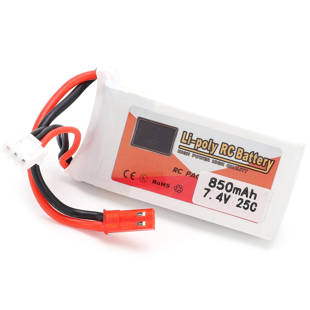7.4V 850mAh 25C LiPolymer Lipo Rechargeable Battery JST Plug for RC Cars Boats Helicopter