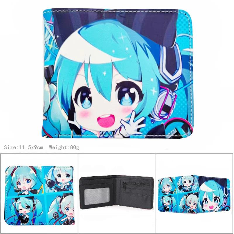 Anime Hatsune Miku PU Leather Wallets Kawaii Short Purse Wallet Po Card Holder Cartoon Virtual Singer Manga Coin Purse Gifts