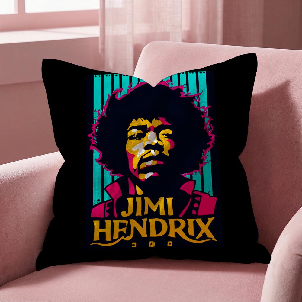 SingerJ-Jimi H-Hendrix Cushion Cover Multi-Scene Pillow Cover for Home & Car - Reversible, Soft & Durable for Daily Use