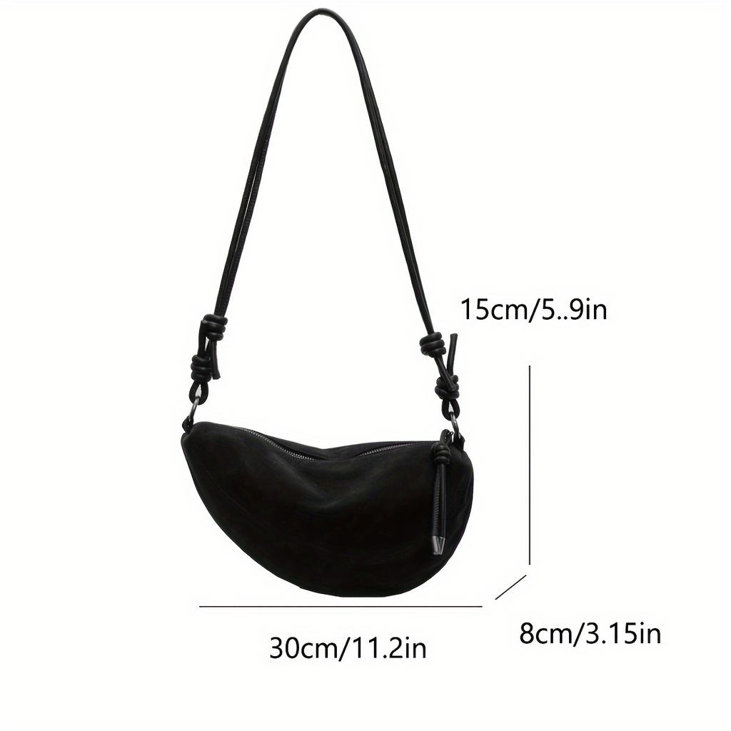 Women'S Retro Underarm Dinner Satchel Plush Frosted Casual Crossbody Bag Creative Shoulder Dumpling Bag Adjustable Shoulder Strap Waterproof Handbag