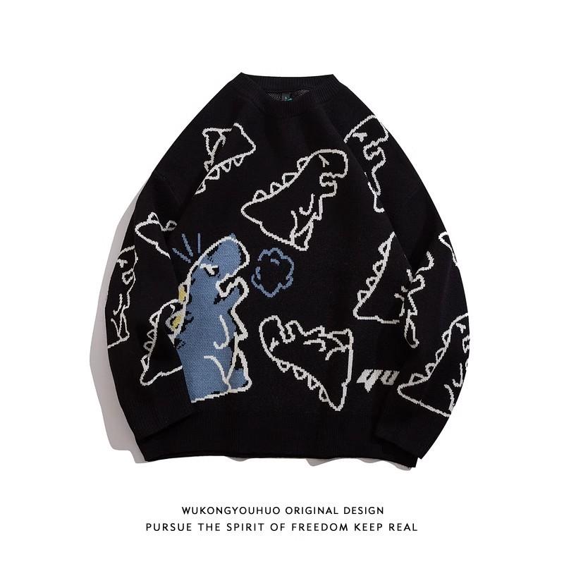 Autumn and Winter New Loose Cartoon Printed Couple Knitted Sweater