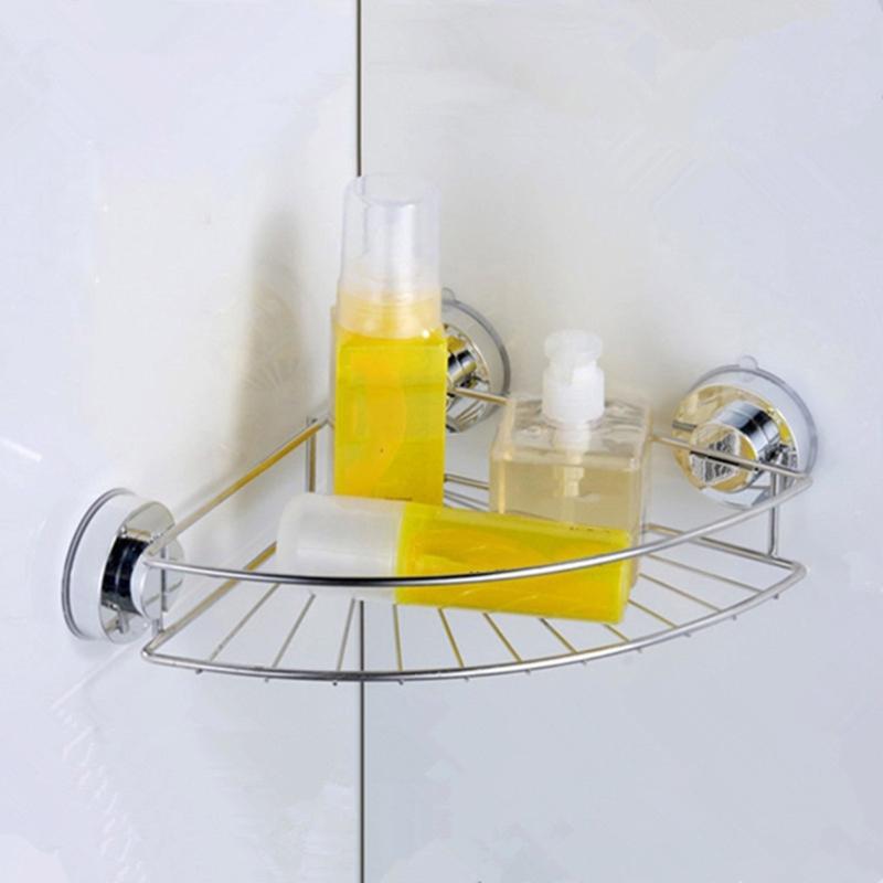 Multifunctional Stainless Steel Bathroom Shelf Adjustable Shampoo Rack Suction Cup Mount For Kitchen Shower Organization