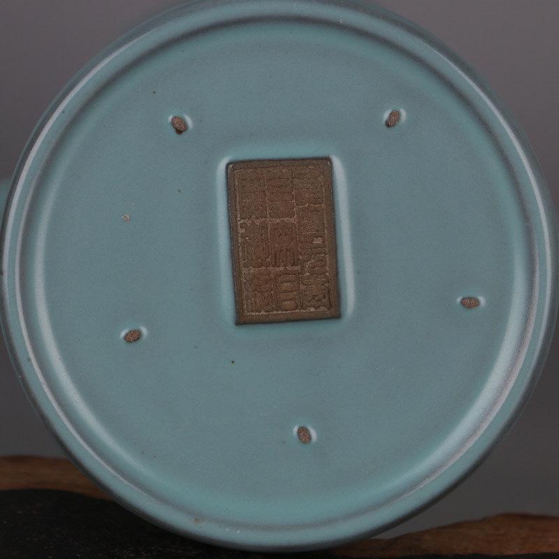 Song Dynasty Ru Kiln Blue Glaze Dragon Lotus Candlestick: Antique-Inspired Palace Porcelain Collection Piece