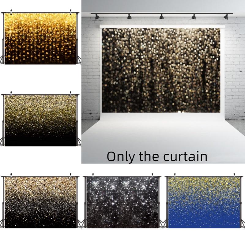 Vintage Abstract Party Photography Backdrop Cloth For Festive Decoration Black Gold Background With Glittering Highlights Characters)