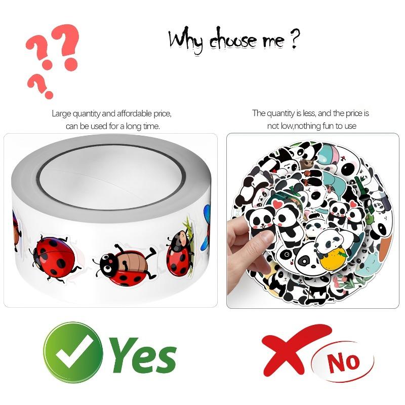 1 Roll (500 pieces) of irregular cartoon ladybug stickers