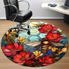 1pc Bee Garden Office Round Area Rug, Under Office Chairs Bedroom Living Room Home Decor, Room Deco