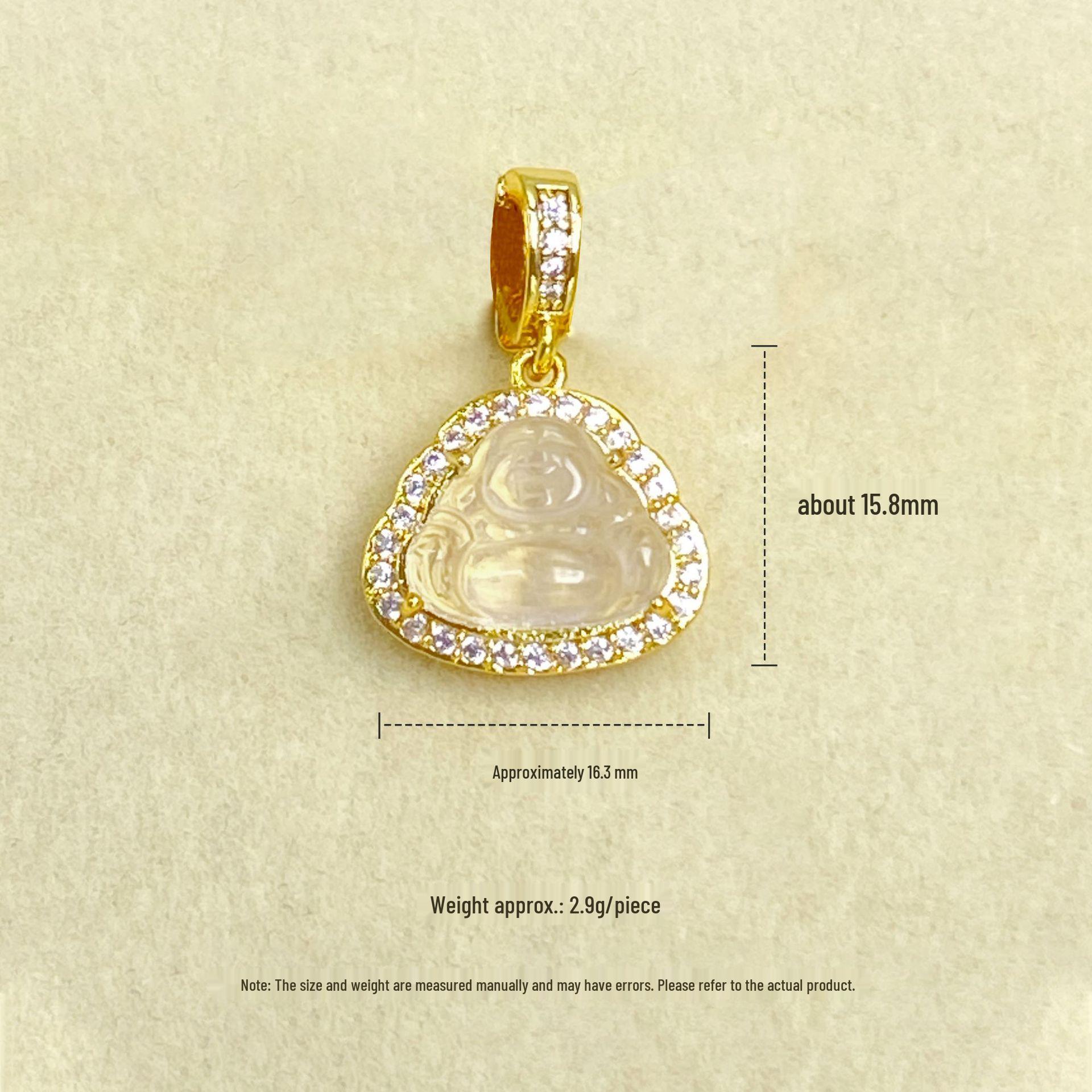 Chinese Style Shui Mo Jade Buddha Pendant Bracelet with White Crystal and Prayer Beads Natural