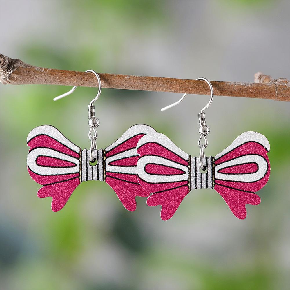 

Pink cute bow pendant earrings розовый