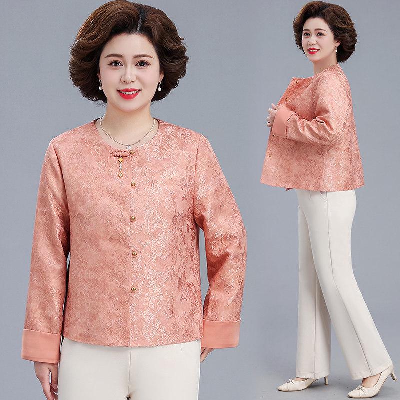 

Elegant Spring Chinese-Style Cardigan for Middle-Aged & Elderly Women - Fashionable Outerwear for 2026 L (recommended for 95-110 lbs)