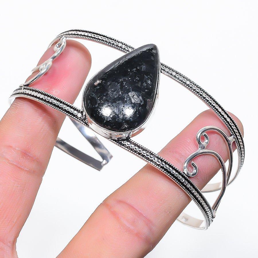 Labradorite Gemstone 925 Sterling Silver Cuff Bangle Adjustable