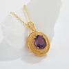 Niche Colored Jewelry Natural Amethyst Necklace Female S925 Sterling Silver Pendant French Retro Court Style Does Not Fade