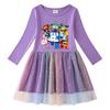 Korean Style Starry Rainbow Sequins Princess Dress - Short & Long Sleeve Options for Girls