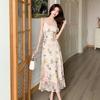 Coffee Break French Temperament Waist a Word Floral Dress Children's Summer Long Dress 2026 Summer New Suspender Skirt