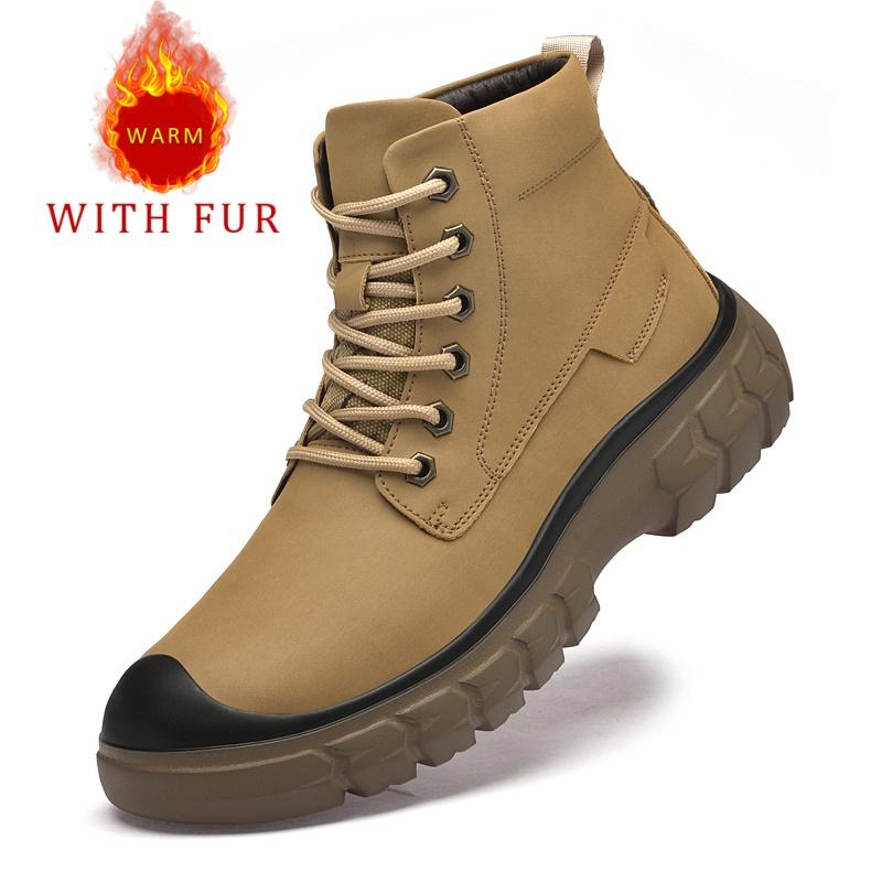 Fashion Men's genuine leather boots High quality minimalist and comfortable style Outdoor leisure street autumn and winter shoes