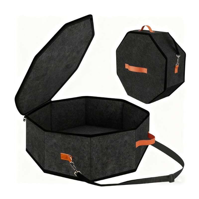 Functional Hat Storage Box Wide Brims Hat Travel Container For Cowboy Wide Brims And Baseball Caps With Double Elastic Strap чёрный